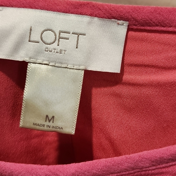 LOFT pink Strappy Embroidered Short dress size M - Picture 4 of 12